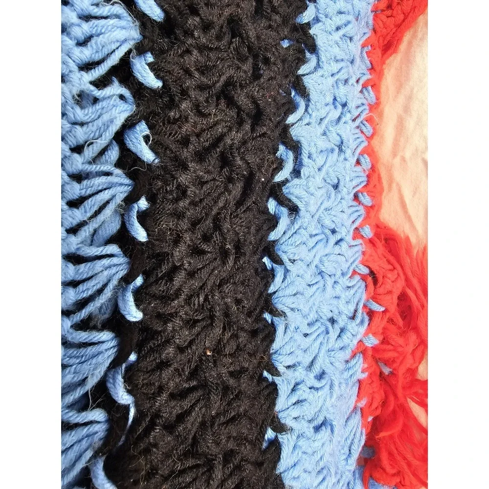 VTG Large Colorful Crocheted Afghan Blanket Throw 100x45 Grannycore Handwoven